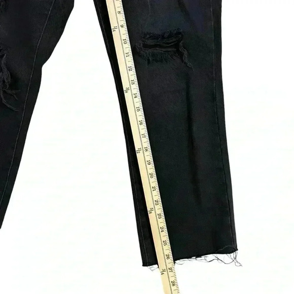 Black distressed button fly size 28 high rise straight jeans - Picture 11 of 13